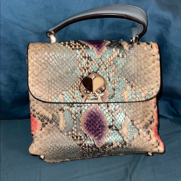 KATE SPADE RARE Romy Purple Python Embossed Snakeskin Patterned Handbag - Picture 5 of 6